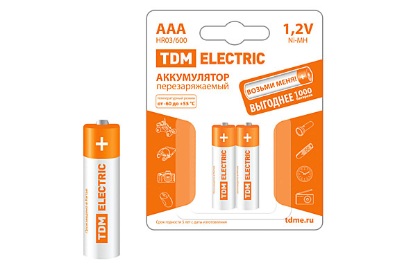 Аккумулятор TDM R03  600mAh AAА NiMH