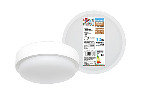 Светильник светодиодный TDМ LED ЖКХ ДПП 3901, 12Вт, 4000К, 155х62мм, белый круг Народный