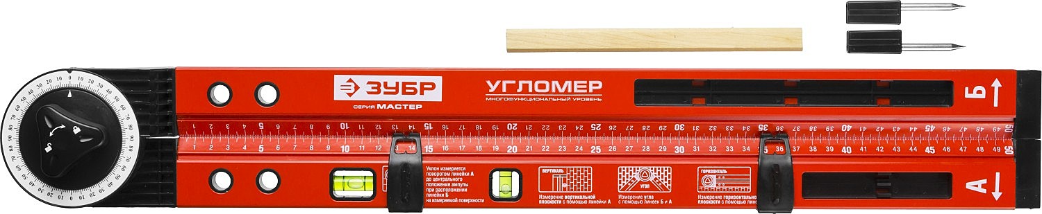 Уровень-угломер, складной, 3 глазка   500мм //ЗУБР