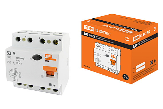 УЗО ТDM ВД1-63 4Р 63А 30мА