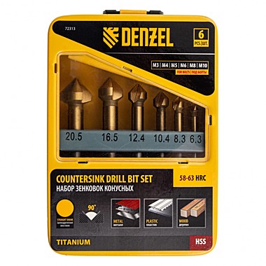 Зенковка НАБОР М3-М10 (6шт) // DENZEL