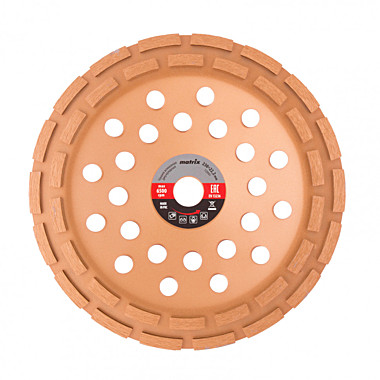 Чашка алмазная СЕГМЕНТНАЯ (двухрядная), посадка 22,2мм,  d-230мм