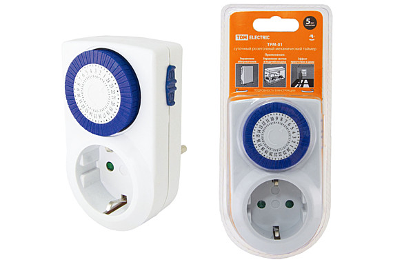 Таймер-розетка ТРМ-01 30мин/24ч-16А TDM 