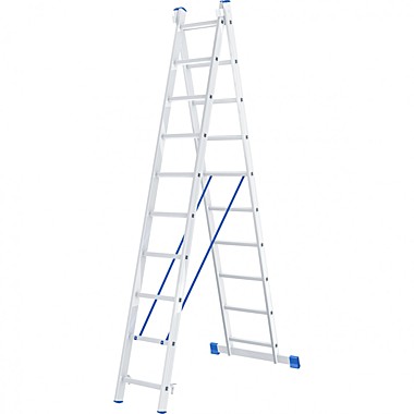 Лестница 2-е секции (2 по 10 ступеней), алюминиевая (2,82 - 4,78м)