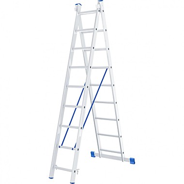 Лестница 2-е секции (2 по   9 ступеней), алюминиевая (2,52 - 4,20м)