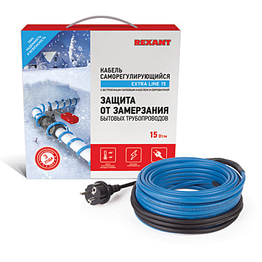 Кабель, для обогрева труб (комплект на трубу) 15м REXANT