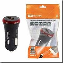 Зарядное устройство автомобильное АЗУ2,2.1А 2USB черный TDM